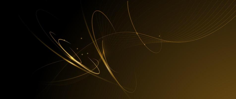Motion of curve lines, light shiny, glow effect. Illustration design. Bright gold wave, wavy line pattern. Graphic design for technology background