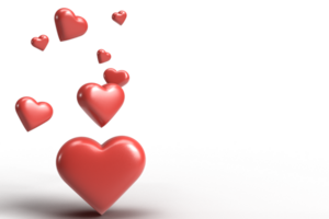 Red hearts falling png
