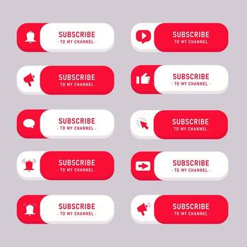 Subscribe button with bell. Subscribe to channel. Buttons subscriptions for social media. Web buttons for promotion and marketing. Illustration. vector