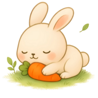 bunny eating carrot clipart png