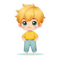 cartoon boy with yellow shirt and blue jeans png