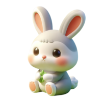 a cute little bunny with a green leaf png