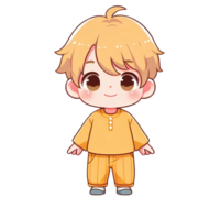 cartoon boy in yellow outfit, transparent background png