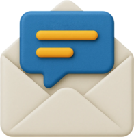 A blue and yellow speech bubble icon on an envelope png