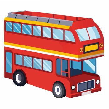 Red Double-Decker Bus. Large red double decker bus Illustration isolated on white background .Side view. vector