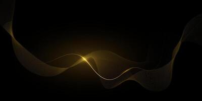 Abstract motion of curve lines, light shiny, glow effect. Illustration design. Bright gold wave, wavy line pattern. Element graphic design for technology banner template, wallpaper background vector