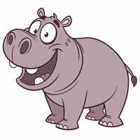 Happy cartoon hippopotamus standing. Cute hippo. illustration, side view, isolated on white background. vector