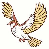 Sparrow in flight. Illustration isolated on white background. vector