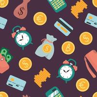 Financial Planning Seamless Pattern with Money. Designs for fabric, textiles, wallpaper, packaging vector