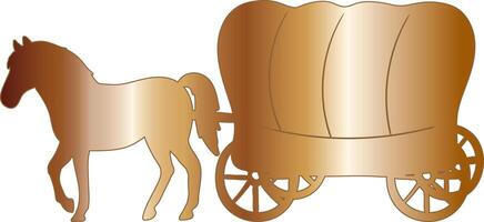golden cartoon horse pulling a carriage trolley, perfect for pioneer days style designs vector