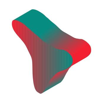 resumen 3d elemento en infantil garabatear estilo en brillante verde rojo degradado color en blanco antecedentes vector