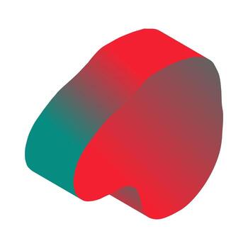 Abstract 3d element in children's doodle style in bright cartoon green-red gradient color on white background vector