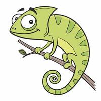 Cartoon green chameleon. Illustration isolated vector