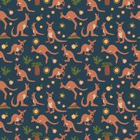 Kangaroo and Joey Seamless Pattern Illustration. Design for fabric, textile, wallpaper, packaging vector