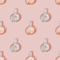 Seamless Pattern from cosmetic product in transparent plastic bottle, beautiful shadows photo