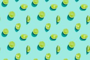 Summer fruits top view, bright juice citrus green lime. Healthy fruit food. photo