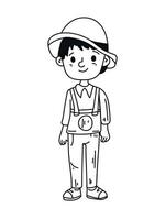 simple line art boy illustration vector