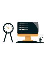Organized workstation with desktop computer vector