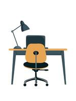 Modern home office with laptop and lamp vector