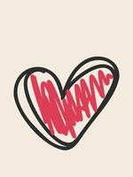 Red doodle heart vector