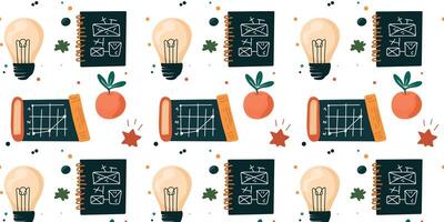 Seamless pattern for learning and ideas symbols of growth and inspiration vector