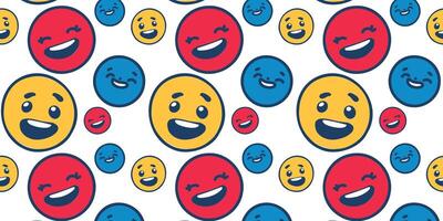 colorful smiling emoji seamless pattern vector