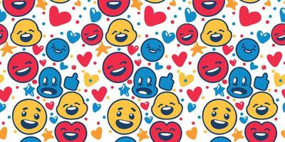 playful emoji faces seamless illustration vector