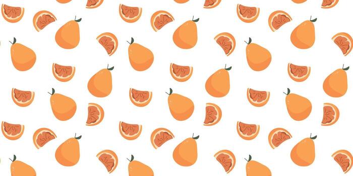 seamless pattern with whole oranges and slices vector