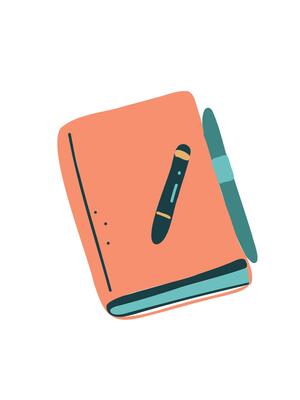 Notebook with pen illustration