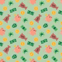 Seamless Pattern with Money and Piggy Banks vector