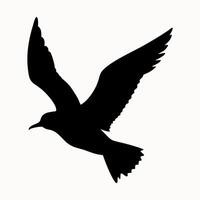 Flying seagull silhouette logo. Black icon seabird isolated on white background. Illustration side view vector