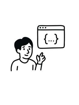 desarrollador explica código, código explicación vector