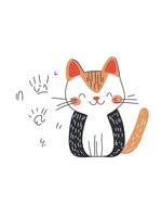 Friendly cat in doodle style vector
