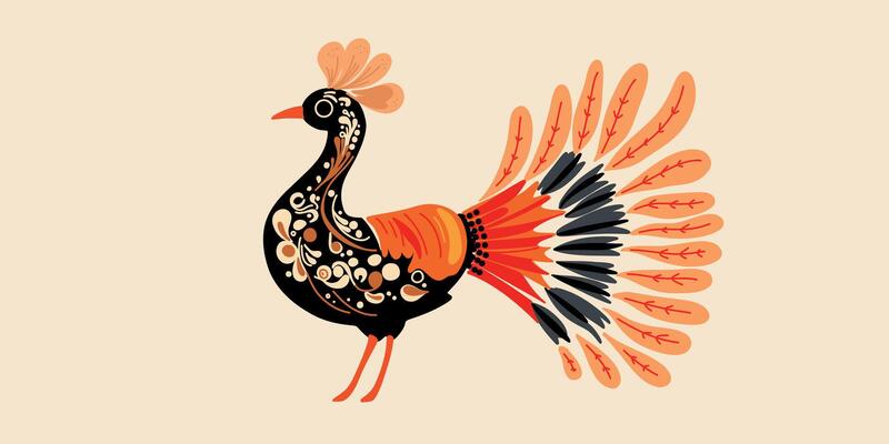 colorful peacock in cartoon style