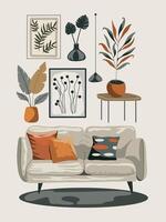 cozy living room set vector