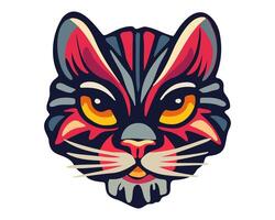 Cartoon cat head, zentangle style, hand drawn illustration. vector