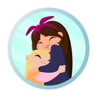 A cartoon woman hugging a little girl vector