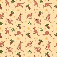 Kangaroo and Joey Seamless Pattern Illustration. Design for fabric, wallpaper vector