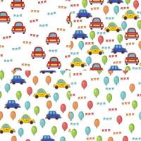 seamless pattern with children's drawing, print for children's textiles, decor and decoration of children's rooms and things, machines and balls for decorating a children's party and printing vector