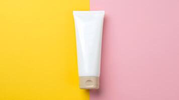 Pastel Cosmetic Product Mockup on a Colorful Background, Seamless Loop photo