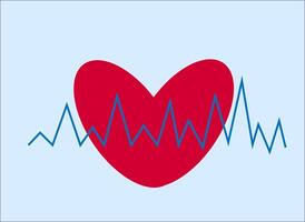 heart red cardiology on a blue background, vector