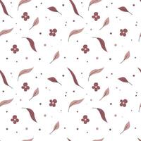 Seamless Botanical Pattern with Pink Leaves and Flowers vector