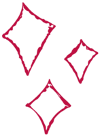 Cute hand drawn three sparkling twinkling star red color outline doodle,Dimond star burst icon element illustration isolated png