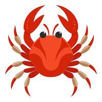 Cute cartoon crab, seafood character. vector