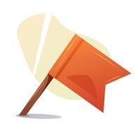 Red flag waving cartoon illustration vector