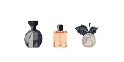 illustration of a perfume set in elegant bottles vector
