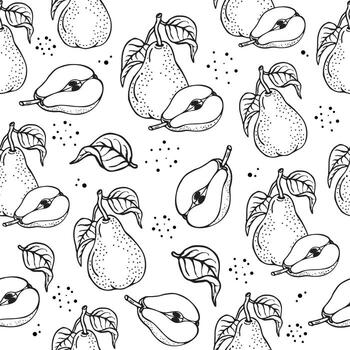 Cute hand draw sketch seamless pattern with pears motif can be used in textiles, for book design, website background and greeting card. Doodle for simple vector