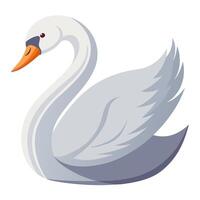 Cartoon cute white swan with a graceful neck. vector