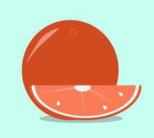 an orange and a slice on a light background, vector