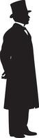Silhouette of a man in a top hat and coat vector